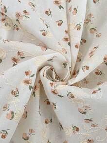 Flirla Camisa Longa de Manga Comprida Floral Elegante e Casual Estilo Francês para Mulheres Plus Size - Branco - Visão 7