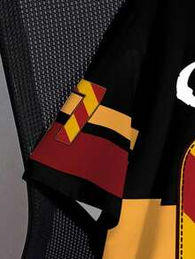 HARRY POTTER X SHEIN 大码女式夏季休闲通勤时尚学院风可爱卡通人物和数字字母图案撞色宽松T恤 - 白色 - 查看 4