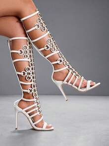 CUCCOO SZL Sandales à talons et sexy pour le travail et les sorties pour femmes - Blanc - Voir 4