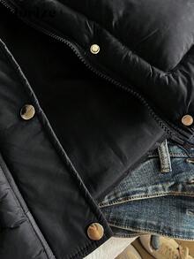 Sparklyn 女童（小号加厚外套，休闲百搭百搭风格，棕色中长款束腰，冬季 - 黑色 - 查看 6