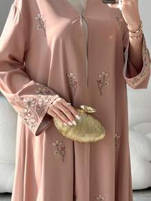 Yasmyna Women's Elegant Floral Embroidered Abaya Dress Modest Butterfly Abaya Abayas Dubai Luxury