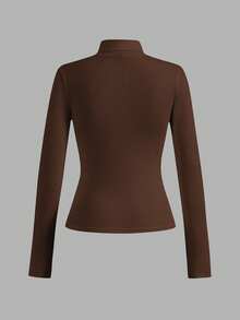 SHEIN Essnce Set de 4 suéteres de cuello alto ajustados y versátiles de unicolor para mujer, para otoño/invierno - Multicolor - Ver 8