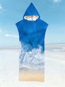 SHEIN 一件装速干冲浪斗篷换衣浴袍连帽衫，成人男女通用，可穿戴沙滩巾，超细纤维材质，适合游泳、沙滩冲浪、潜水、居家、温泉沐浴等场合。 - 彩色 - 查看 21