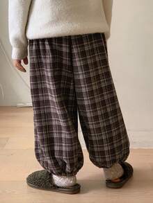 DAZY Young Boys Casual Loose Plaid Pants, Japanese Style For Autumn - Brown - View 5