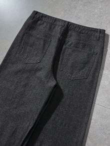 ROMWE MEN Men's Rhinestone Embellished Pocket Wide Leg Loose Casual Jeans - Black - View 6