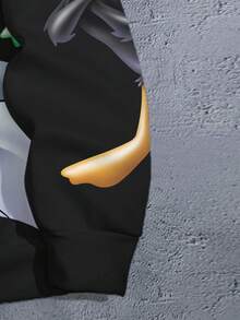 LOONEY TUNES X SHEIN Men's Casual Cartoon Rabbit Print Hoodie , Fall - White - View 5