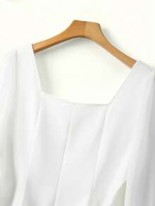 GlowEve CURVE Plus Size Women's Elegant Collared Chiffon Patchwork Long Sleeve Cinched Waist Blouse, Autumn/Winter