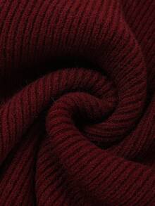 SHEIN Franclia 秋冬季优雅时尚百搭酒红色高领灯笼袖套头毛衣，适合秋冬季圣诞节新年感恩节派对海滩毕业舞会角色扮演新年外出等场合，适合女性毕业典礼、优雅时尚休闲通勤商务办公日常休闲穿着。 - 酒紅色 - 查看 4