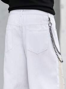 Manfinity Roughcore Men's Patchwork Pocket Loose Casual Wide Leg Jeans For Boyfriend & Husband - Multicolor - View 5