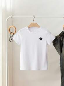 Resyla Women's Casual Versatile Rhinestone Flower Decorated T-Shirt, Summer - White - View 5