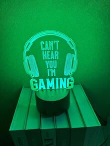 1pc Night Light(Can't Hear You I'm Gaming), 7 Color Variations, Game Player Gift Game Decoration Room Birthday Christmas Party Supplies - 1PC - View 4