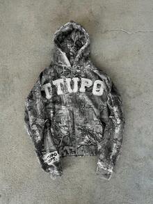 Glimmora Y2K Streetwear Camouflage Zip-Up Sweatshirt, Autumn Leaf Camo, Streetwear Sweatshirt, Retro American Street Dance Hooded Casual Camo Zip-Up Sweatshirt, Casual Autumn Leaf Camo Zip-Up Sweatshirt Jacket, Harajuku Style, Zip-Up Sweatshirt, American Gothic Rock, Street, Casual, Versatile Use - Multicolor - View 2