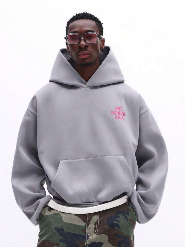 Grey Hoodie With Back Text Print