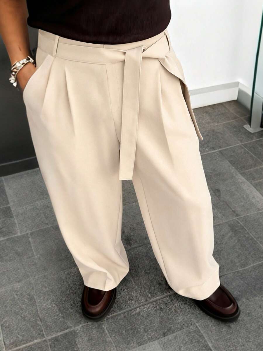 HUEFORM Pantalones rectos sueltos con pliegues casuales para hombres, adecuados para uso casual diario, salidas de fin de semana, viajes, reuniones con amigos, etc. Este pantalón es un artículo versátil y esencial en el guardarropa de un hombre, y hace un gran regalo para un novio o esposo. - Albaricoque - Ver 1