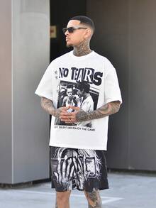 Devon Thys 男士新款时尚嘻哈风格印花T恤 - 白色 - 查看 6