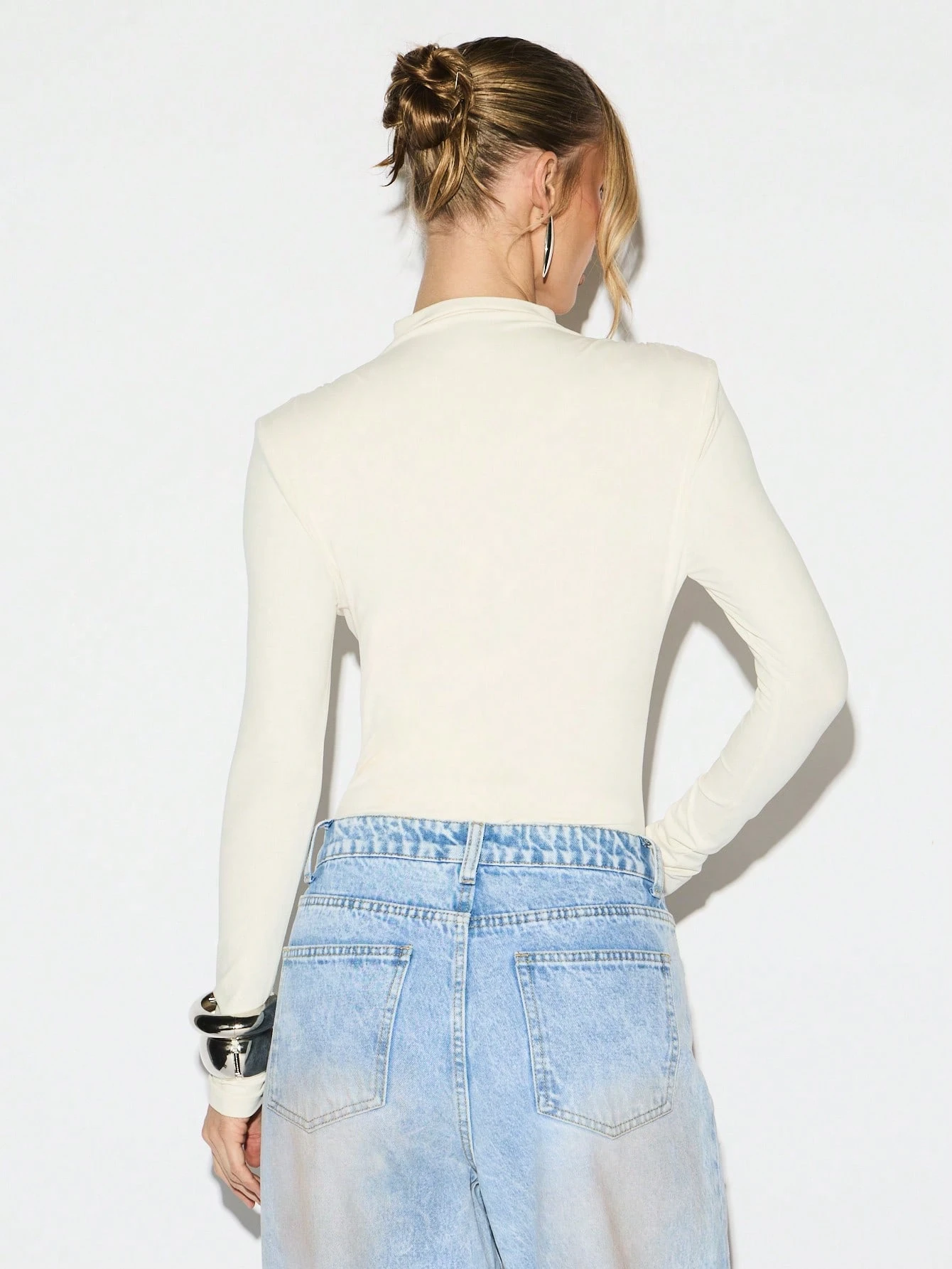 KIZN High Neck Bodysuit With Shoulder Pads