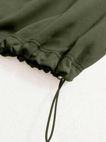 Airaco 休闲纯色半拉链抽绳下摆卫衣 - 橄欖綠 - 查看 6