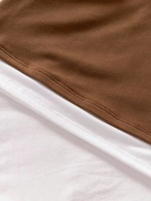2件套 青少年男童时尚宽松连帽衫上衣和格子休闲舒适家居服套装 - 棕色 - 查看 5