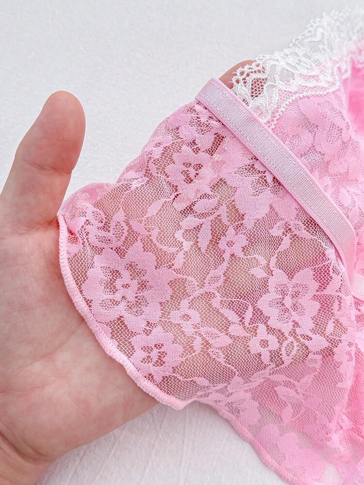 PetitDoll Áo ngực ren hoa dễ thương và gợi cảm cho nữ - Hồng - Xem 7