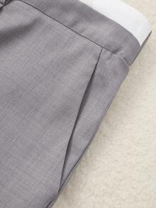 GlowEve CURVE Quần ống đứng cạp tương phản cỡ lớn cho nữ - Màu Xám nhạt - Xem 7