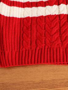 SHEIN Genkimix Kids 幼儿男女童休闲撞色条纹提花舒适百搭圆领长袖针织衫