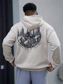 Heavens Edit Sudadera con capucha y cordón para hombre con estampado floral y diseño de paisaje, para otoño e invierno - Albaricoque - Ver 2