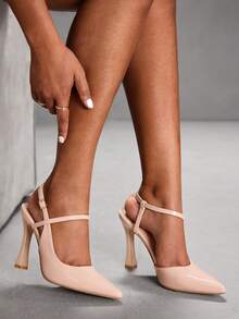 CUCCOO SZL Giày cao gót mũi nhọn thanh lịch thời trang dành cho nữ, phù hợp khi đi làm và dự tiệc - Màu be - Xem 7