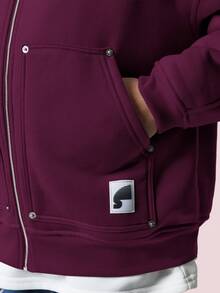 SUMWON Boys Oversized Zip Up Hoodie With Hood And Centre Pocket Casual Streetwear Sweatshirt For Fall Winter School Daily Wear Vacation - Purple - View 6