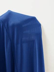 SHEIN Belle Váy xòe nhún vai lệch màu trơn, váy phù dâu - Xanh đậm - Xem 7