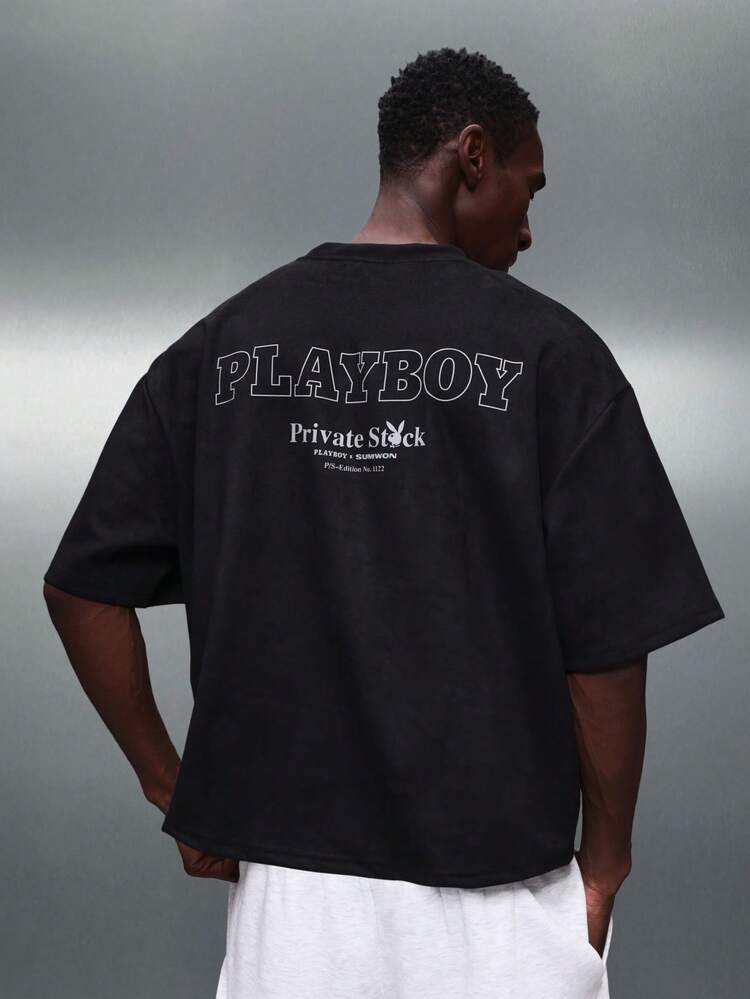 PLAYBOY X SUMWON Boxy Fit Crew Neck Tee With Back Print