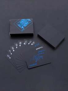 一副防水柔韧扑克牌，带盒子，酷炫设计，非常适合派对、游戏、送礼和庆祝活动，蓝色扑克牌，礼品>蓝色，扑克牌 - 藍色 - 查看 1