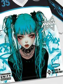 ROMWE MEN Men's Jersey Anime Print Short Sleeve T-Shirt - White - View 4