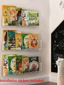 1pc Acrylic Book Display Rack, Wall Hanging Bookshelf, Magazine Storage, Easy Installation Reading Rack - Multicolor - View 15