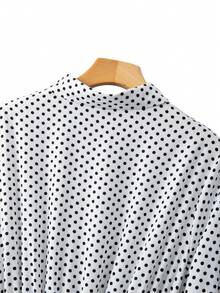 GlowEve CURVE 大码秋季休闲优雅收腰复古波点长袖连衣裙 - 黑與白 - 查看 5