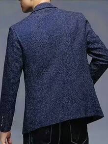 Manfinity Mode Men's Casual Lapel NeckCommuter Suit Jacket - Navy Blue - View 2