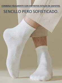 10 pares Calcetines de tobillo para deportes,blanco y negro para hombres, de moda, casuales, cómodos, a prueba de olores, para deportes al aire libre, correr, fitness,  negocios, ocio, vacaciones - Blanco - Ver 2