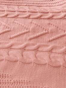 Elenzga Áo len trễ vai màu trơn cỡ lớn, thích hợp cho Ngày Valentine. - Hồng - Xem 7