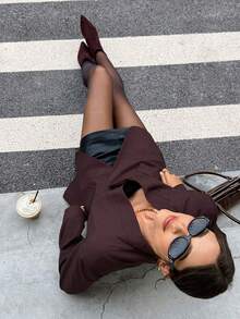 Siren Gaze Women's Fashion Double-Breasted Blazer Suit Women Suits Woman Suit Blazer Blazer Suits For Women Women's Brown Suit Casual For Women Suitable For Commuting, Old-Fashioned, And Formal Occasions Such As Business Casual, Work, And Teaching