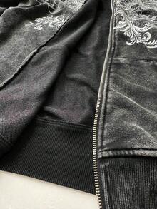 StreetHx Women's Y2K Style Gothic Retro Distressed Loose Sweatshirt, Streetwear For Autumn/Winter - Black - View 8