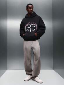 PLAYBOY X SUMWON Cropped Hoodie With Bunny Logo Print Long Sleeve Casual Sweatshirt Winter Fall Streetwear Fashion Pullover Hood - Black - View 6
