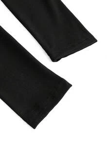 TOM & JERRY X SHEIN 女士休闲卡通字母印花长袖修身短款 T 恤，春/秋 - 黑色 - 查看 4