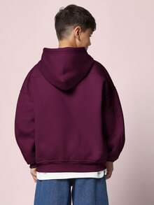 SUMWON Boys Oversized Zip Up Hoodie With Hood And Centre Pocket Casual Streetwear Sweatshirt For Fall Winter School Daily Wear Vacation - Purple - View 3