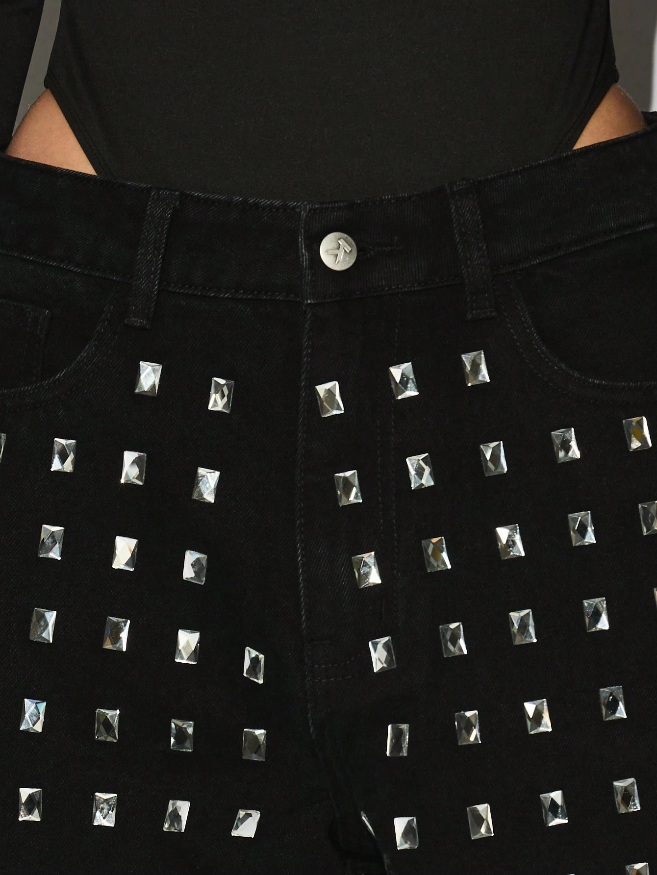 KIZN High Rise Studded Wide Leg Jeans