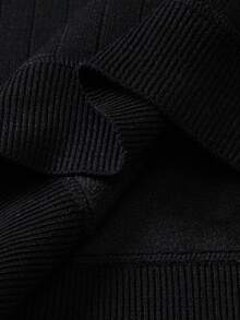 Manfinity Mode 男士纯色加厚长袖高领毛衣，秋冬季 - 黑色 - 查看 4