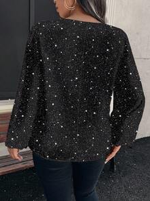 SHEIN CURVE+ Áo sơ mi dài tay rộng rãi in họa tiết cỡ lớn cho nữ, áo cánh mùa thu - trắng - Xem 2