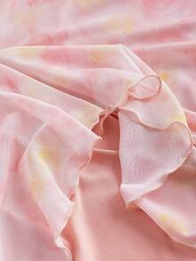 SHEIN MOD Ladies Romantic Pink Floral Ombre Dress For Spring Outfit - Pink - View 3