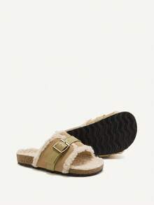 Autumn/Winter Fashion Versatile Casual Cute Funny Fleece Warm Anti-Slip Pastoral Retro Infant Flat Sandals For Toddler Girls - Apricot - View 10