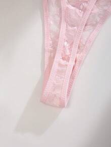 3pcs/Set Elegant Sexy Solid Color Lace Thong Panties - Multicolor - View 3