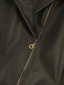 GlowEve CURVE Áo khoác ngắn tay dài cỡ lớn dành cho nữ, Áo khoác mô tô ngắn thời trang đa năng, thường ngày, thích hợp mặc hàng ngày, giúp thon gọn - màu xanh lá - Xem 3