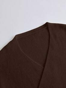 Franclia 2pcs/Set Women Casual Loose Fashion Elegant Commuting High-Quality Knitted Sweater Set, Autumn/Winter - Chocolate Brown - View 3